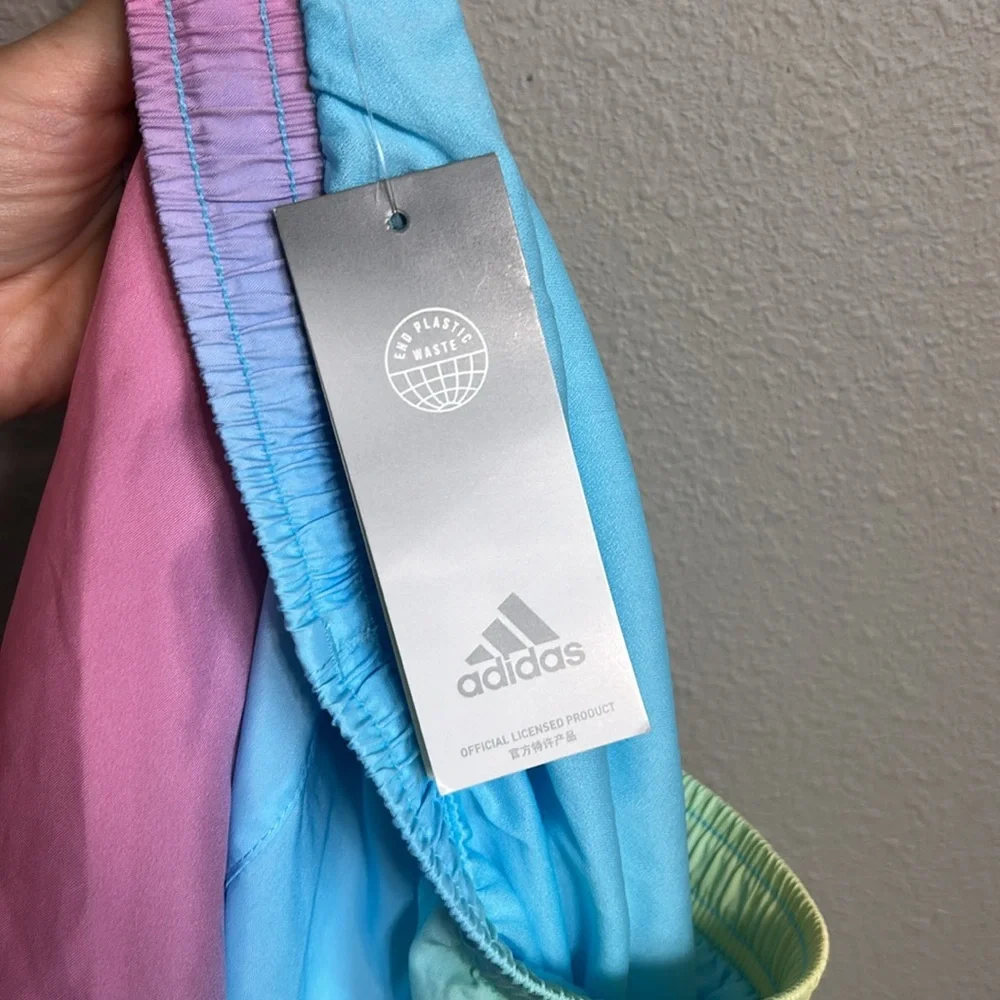 Adidas blue, pink, yellow and green Athletic Shorts GIRLS SIZE LARGE (14) - Picture 6 of 8